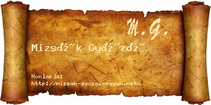 Mizsák Győző névjegykártya